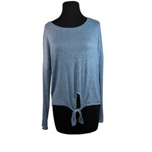 Arizona Jean Co. Women's Size Small Blue Knit Tie-Front Long Sleeve Top